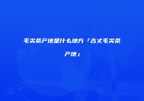 毛尖茶产地是什么地方「古丈毛尖茶产地」
