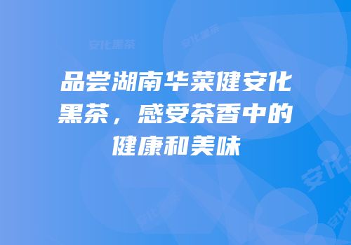 品尝湖南华菜健安化黑茶，感受茶香中的健康和美味