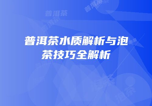 普洱茶水质解析与泡茶技巧全解析
