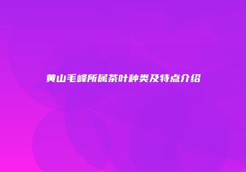 黄山毛峰所属茶叶种类及特点介绍