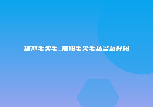 信仰毛尖毛_信阳毛尖毛越多越好吗