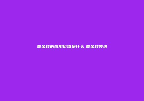 黄金桂的药用价值是什么,黄金桂等级