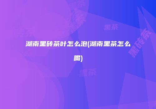 湖南黑砖茶叶怎么泡(湖南黑茶怎么喝)