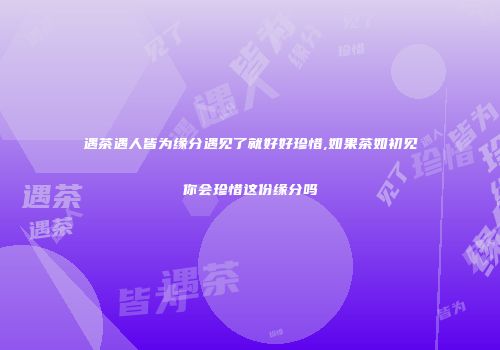 遇茶遇人皆为缘分遇见了就好好珍惜,如果茶如初见你会珍惜这份缘分吗