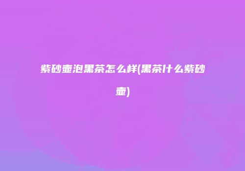 紫砂壶泡黑茶怎么样(黑茶什么紫砂壶)