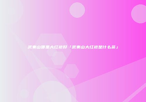 武夷山哪里大红袍好「武夷山大红袍是什么茶」