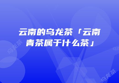 云南的乌龙茶「云南青茶属于什么茶」