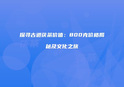 探寻古道茯茶价值：800克价格揭秘及文化之旅