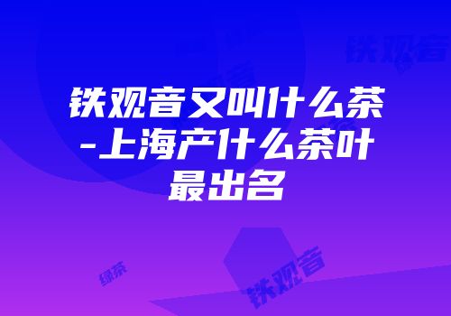 铁观音又叫什么茶-上海产什么茶叶最出名