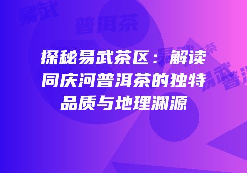 探秘易武茶区：解读同庆河普洱茶的独特品质与地理渊源