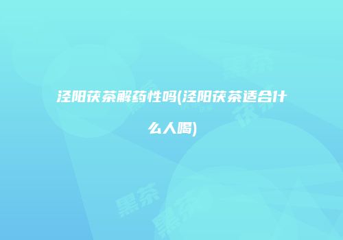 泾阳茯茶解药性吗(泾阳茯茶适合什么人喝)