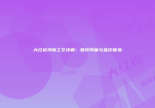 大红袍冲泡工艺详解：独特风味与品饮体验
