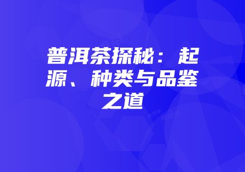 普洱茶探秘：起源、种类与品鉴之道