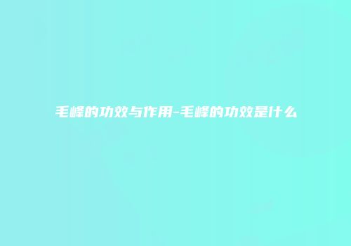 毛峰的功效与作用-毛峰的功效是什么