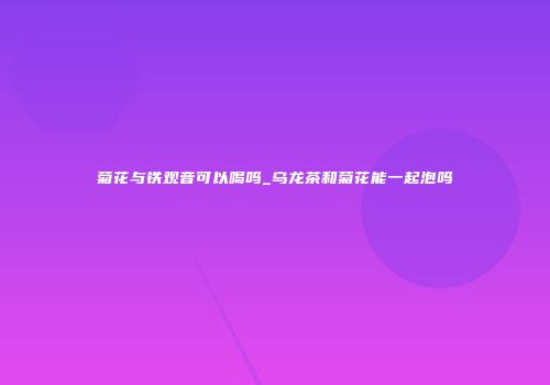 菊花与铁观音可以喝吗_乌龙茶和菊花能一起泡吗
