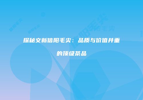 探秘文新信阳毛尖：品质与价值并重的顶级茶品