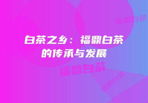 白茶之乡：福鼎白茶的传承与发展