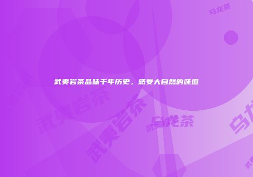 武夷岩茶品味千年历史，感受大自然的味道