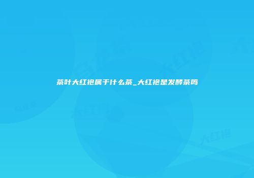 茶叶大红袍属于什么茶_大红袍是发酵茶吗