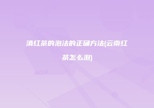滇红茶的泡法的正确方法(云南红茶怎么泡)