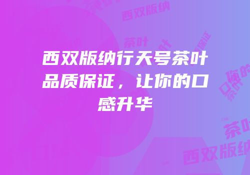 西双版纳行天号茶叶品质保证，让你的口感升华