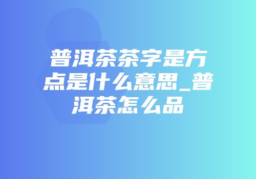 普洱茶茶字是方点是什么意思_普洱茶怎么品