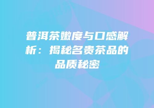 普洱茶嫩度与口感解析：揭秘名贵茶品的品质秘密