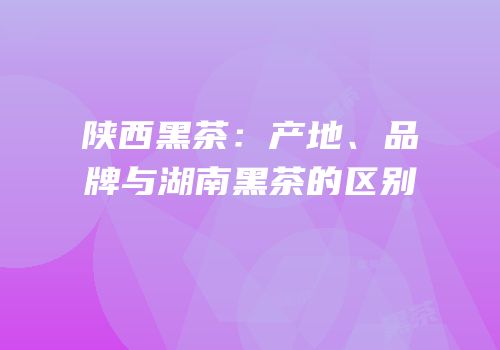 陕西黑茶：产地、品牌与湖南黑茶的区别
