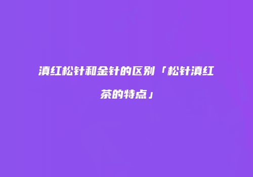 滇红松针和金针的区别「松针滇红茶的特点」