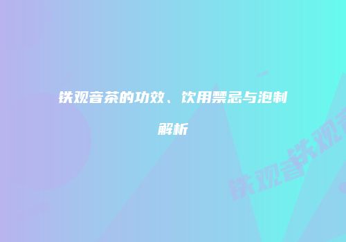铁观音茶的功效、饮用禁忌与泡制解析