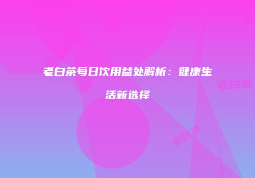 老白茶每日饮用益处解析：健康生活新选择