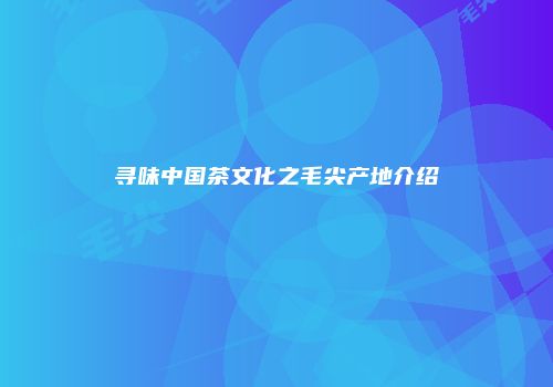 寻味中国茶文化之毛尖产地介绍
