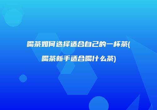 喝茶如何选择适合自己的一杯茶(喝茶新手适合喝什么茶)