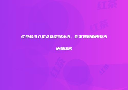 红茶知识介绍从选茶到冲泡，你不知道的所有方法和秘密