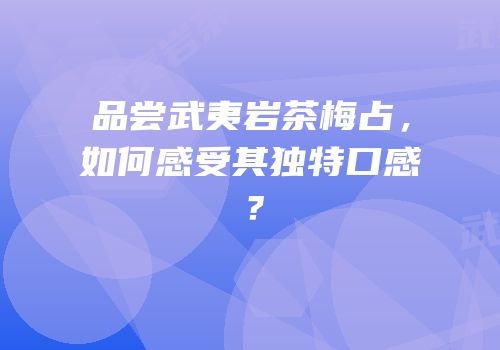 品尝武夷岩茶梅占，如何感受其独特口感？