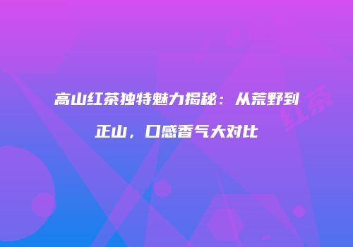 高山红茶独特魅力揭秘：从荒野到正山，口感香气大对比