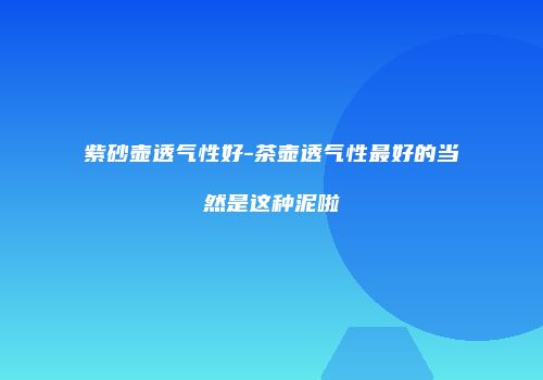 紫砂壶透气性好-茶壶透气性最好的当然是这种泥啦