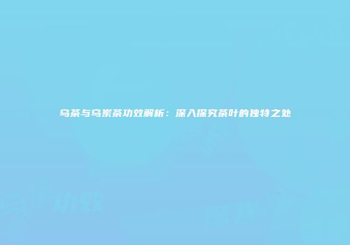 乌茶与乌岽茶功效解析：深入探究茶叶的独特之处
