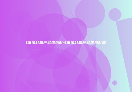 1亩茶叶树产多少茶叶-1亩茶叶树产多少茶叶呢