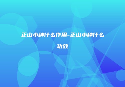 正山小种什么作用-正山小种什么功效