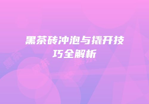 黑茶砖冲泡与撬开技巧全解析