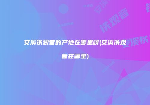安溪铁观音的产地在哪里呀(安溪铁观音在哪里)
