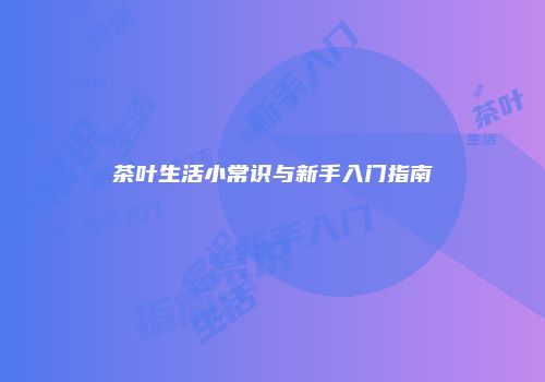 茶叶生活小常识与新手入门指南