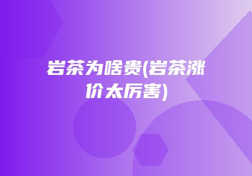 岩茶为啥贵(岩茶涨价太厉害)