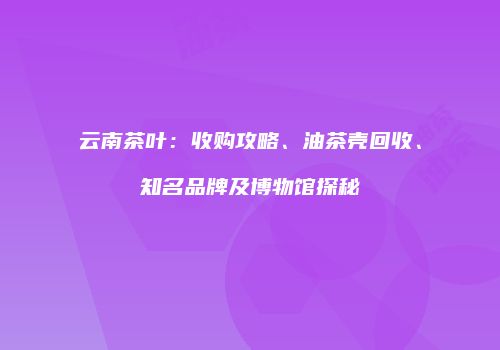 云南茶叶：收购攻略、油茶壳回收、知名品牌及博物馆探秘