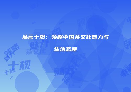 品茗十规：领略中国茶文化魅力与生活态度