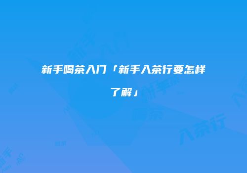 新手喝茶入门「新手入茶行要怎样了解」