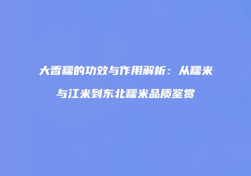 大香糯的功效与作用解析：从糯米与江米到东北糯米品质鉴赏