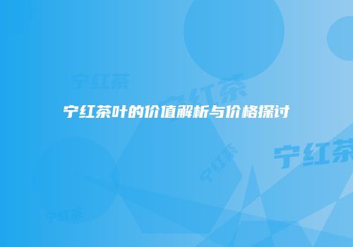 宁红茶叶的价值解析与价格探讨