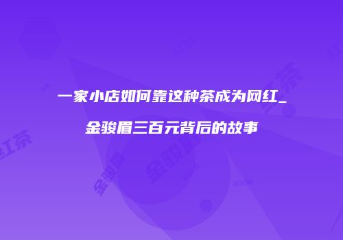 一家小店如何靠这种茶成为网红_金骏眉三百元背后的故事